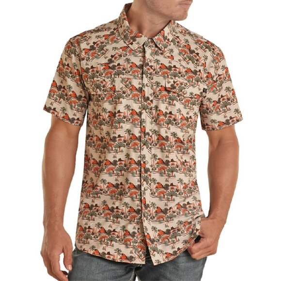 Rock & Roll Denim Snap Shirt Tropical Men's Small NWT - Picture 1 of 12